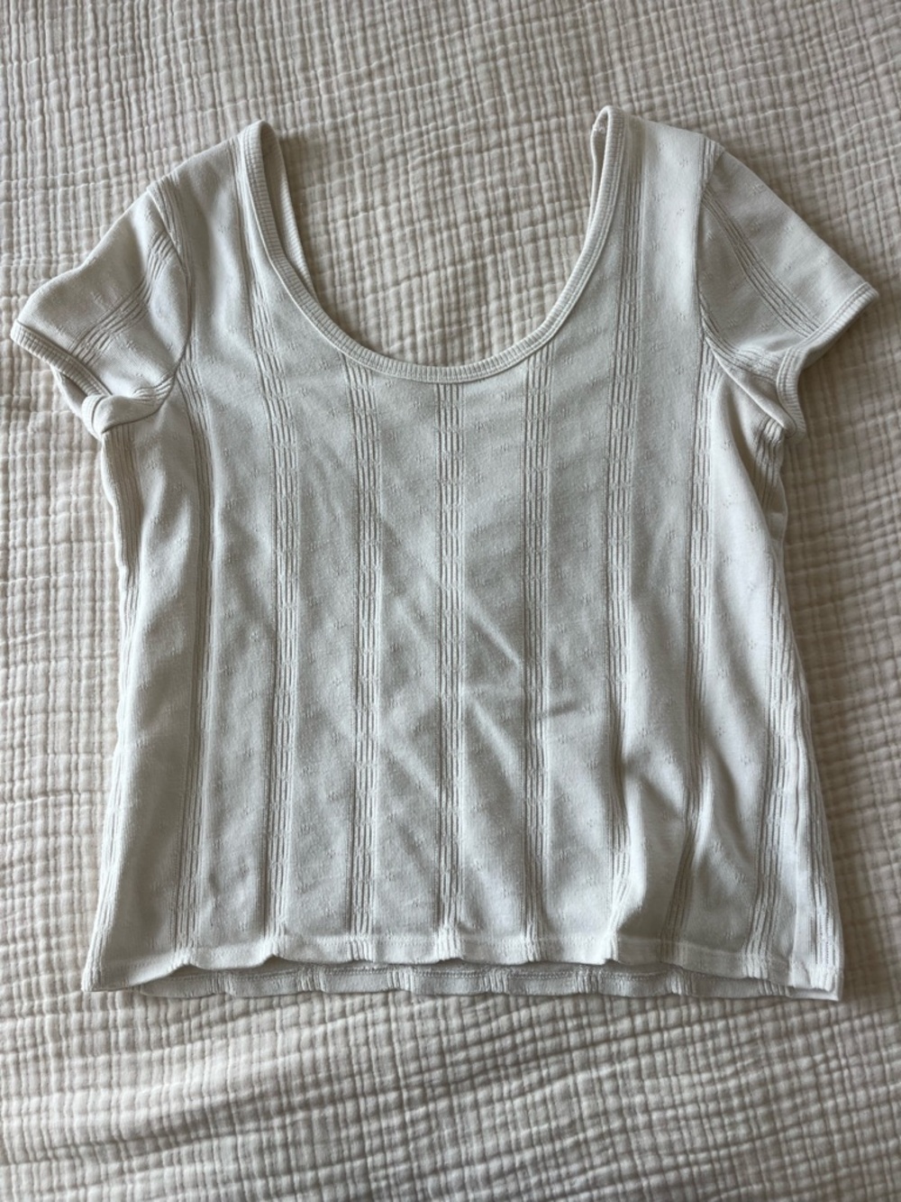 Madewell Cream Scoop Neck Short Sleeve Ribbed Tee